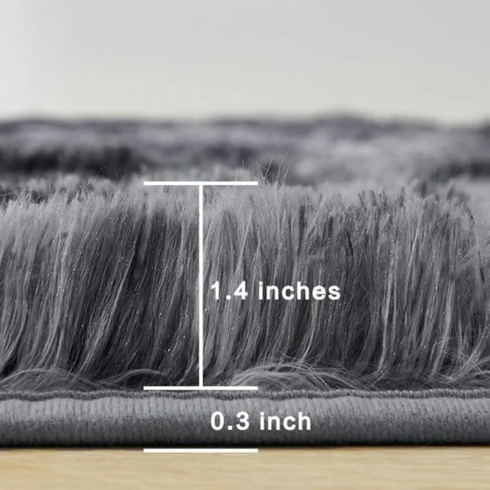 New 4x6 Shag Area Rug, Tie-Dyed Dark Grey, Soft Plush Non-Skid Rug for Room